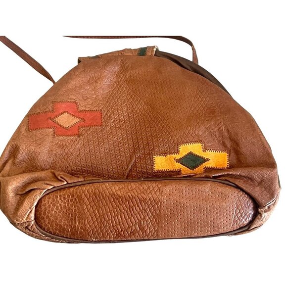 vtg Retro 80's Sereta Multicolor Stitched Patchwork Leather Crossbody Bag - Picture 5 of 8